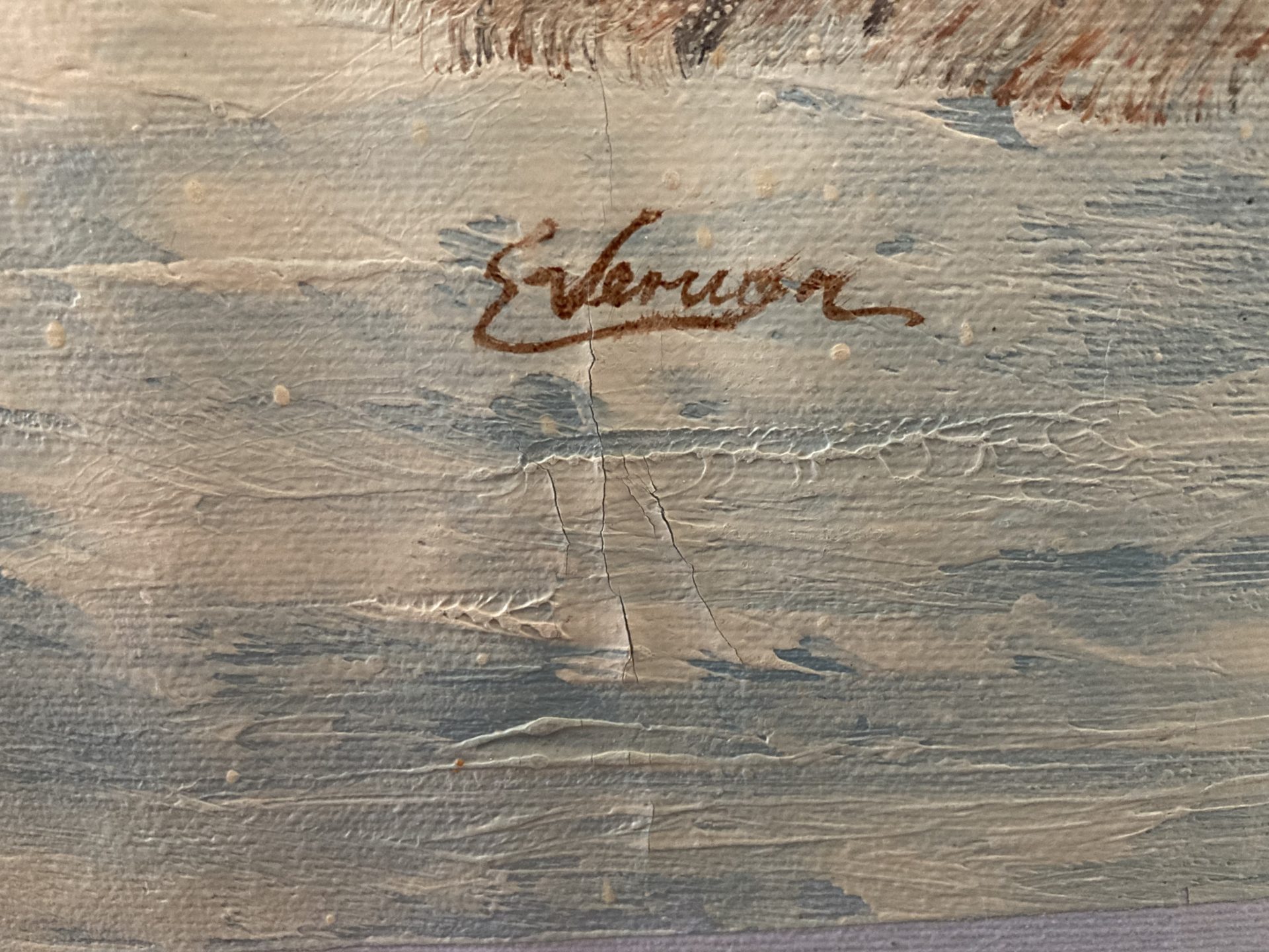 Rural farm at winter - Oil on Canvas Painting